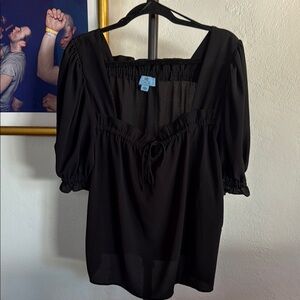 CeCe Squareneck Black Top